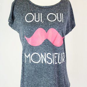 Oui, Oui Monsieur Grey Graphic Tee